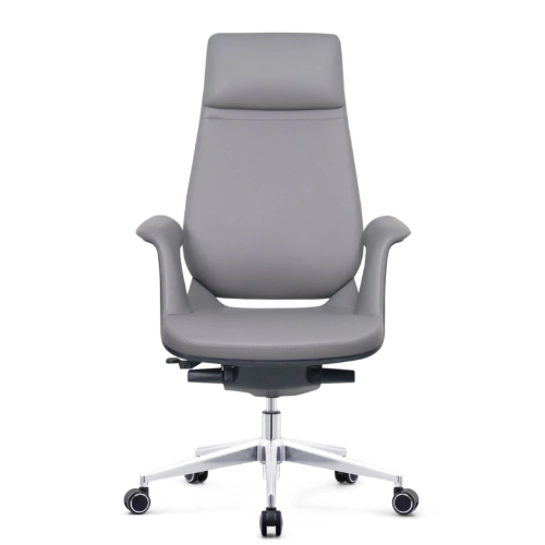 PY-38 Gray + Black Gray + Black Camel --Leather Office Chair - Image 2