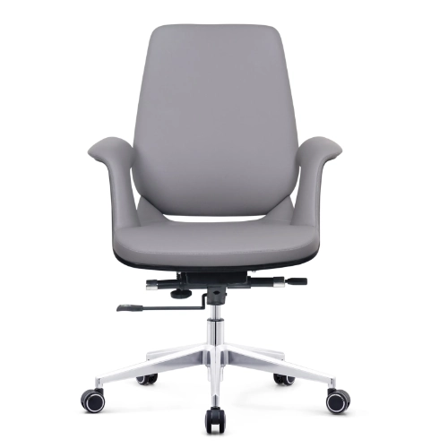 PY-38 Gray + Black Gray + Black Camel --Leather Office Chair