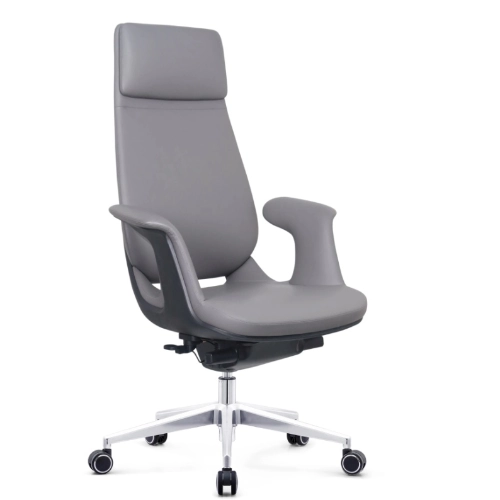 PY-38 Gray + Black Gray + Black Camel --Leather Office Chair - Image 4