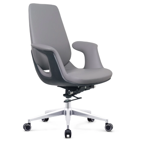PY-38 Gray + Black Gray + Black Camel --Leather Office Chair - Image 5