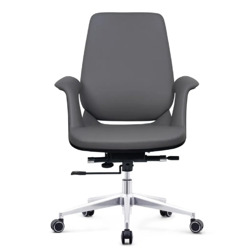 PY-38 Gray + Black Gray + Black Camel --Leather Office Chair - Image 7