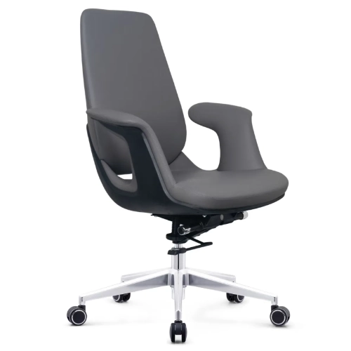 PY-38 Gray + Black Gray + Black Camel --Leather Office Chair - Image 6