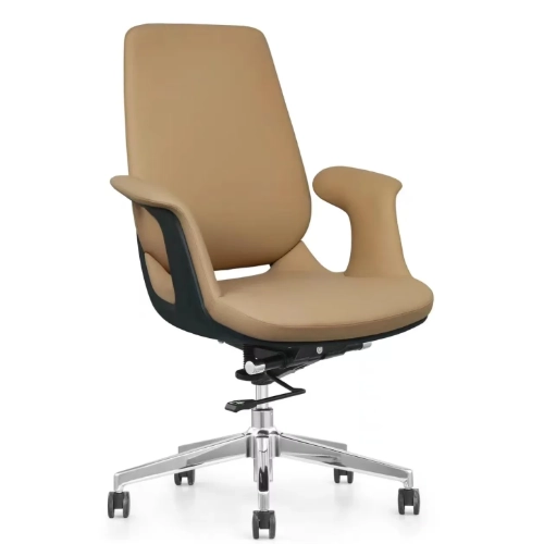 PY-38 Gray + Black Gray + Black Camel --Leather Office Chair - Image 10