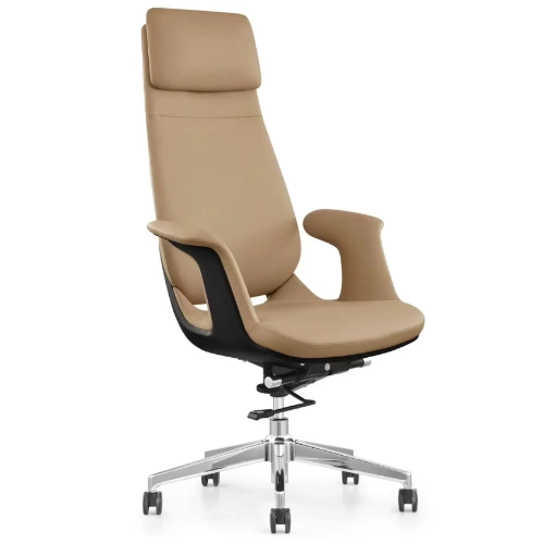 PY-38 Gray + Black Gray + Black Camel --Leather Office Chair - Image 11