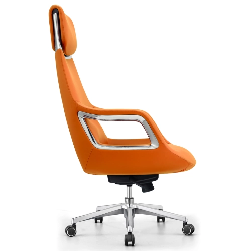 PY-18 Orange High Back + Mid Back -- Replaced with GM006 chassis -Leather Office Chair - Image 3