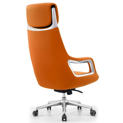 PY-18 Orange High Back + Mid Back -- Replaced with GM006 chassis -Leather Office Chair - Image 4