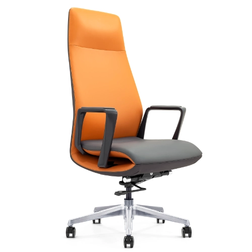 PY-21 Orange High Back + Mid Dack-Leather Office Chair - Image 2