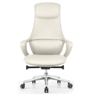 PY-59 White High Back + White Mid Back Leather Office Chair